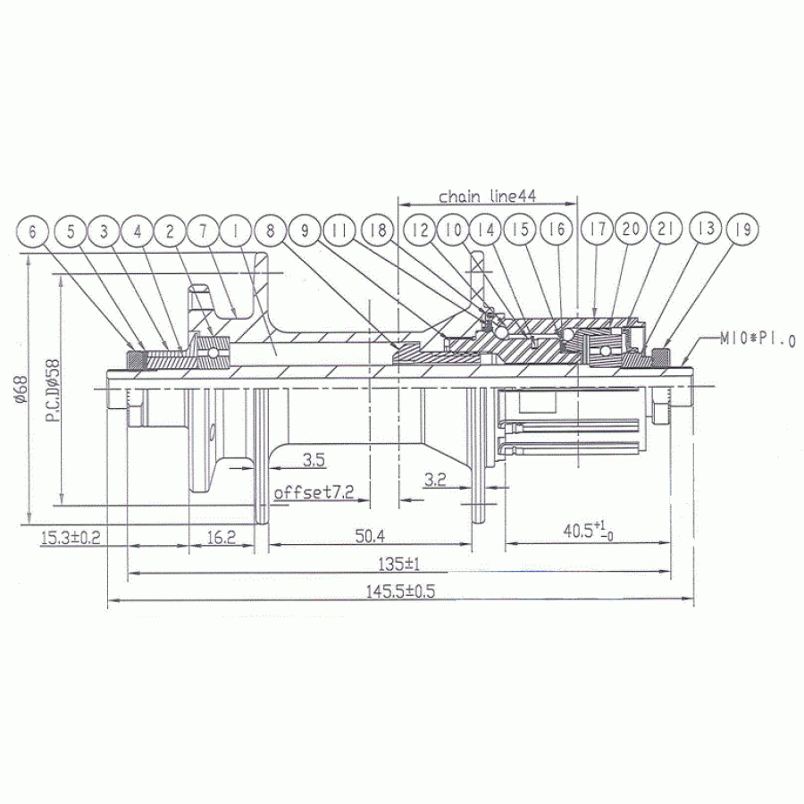 Butuc Spate Novatec D762tsbt-11s Negru  32h 2 Rulmenti