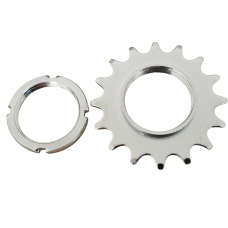 Pinion fixie cu pinion 16 dinti si inel de blocare, argintiu