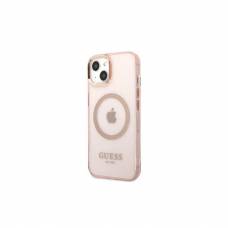Guess Case Profesional For Iphone 13 Pro / 13 6,1" Guhmp13lhtcmp Pink Hard Case Gold Outline Translucent Magsafe