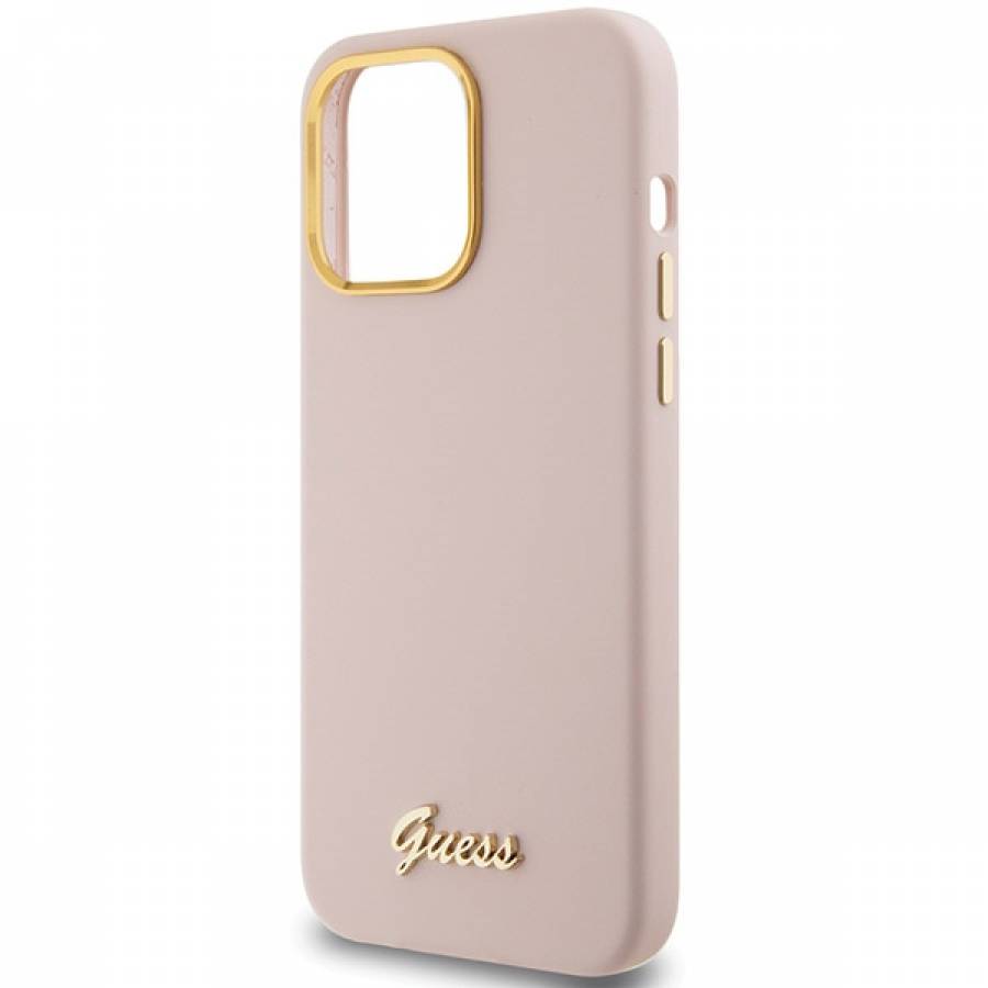 Guess Case Profesional For Iphone 15 Pro 6,1 Guhcp15lsmbslp Pink Hc Silicone Script Metal Logo & Frame