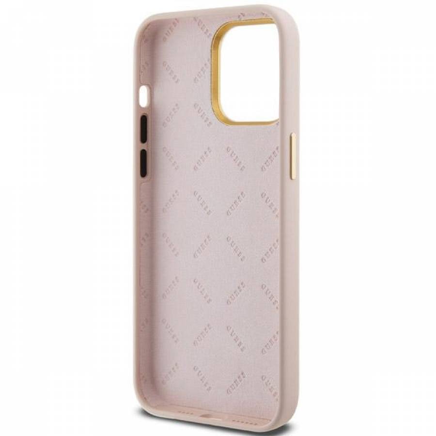 Guess Case Profesional For Iphone 15 Pro 6,1 Guhcp15lsmbslp Pink Hc Silicone Script Metal Logo & Frame