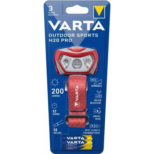 Lanterna Led Varta Outdoor Sports H20 Pro + 3 Baterii Aaa Longlife Power