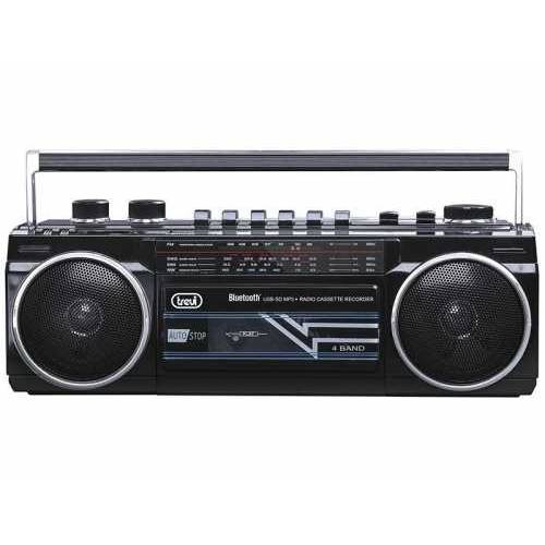Radiocasetofon Portabil Rr 501 Bt Fm, Bluetooth, Mp3, Usb, Negru Trevi