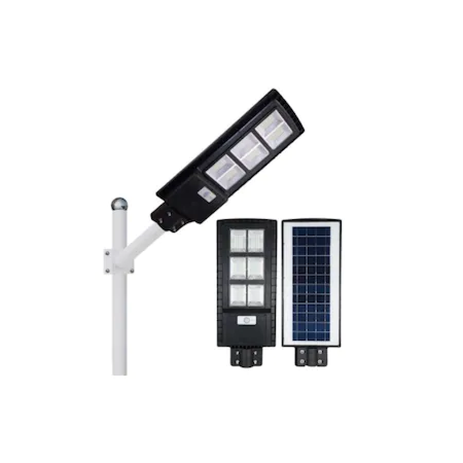 Lampa Solara Stradala 120w,  Klaustech Cu 210 Led Cu Telecomanda, Negru