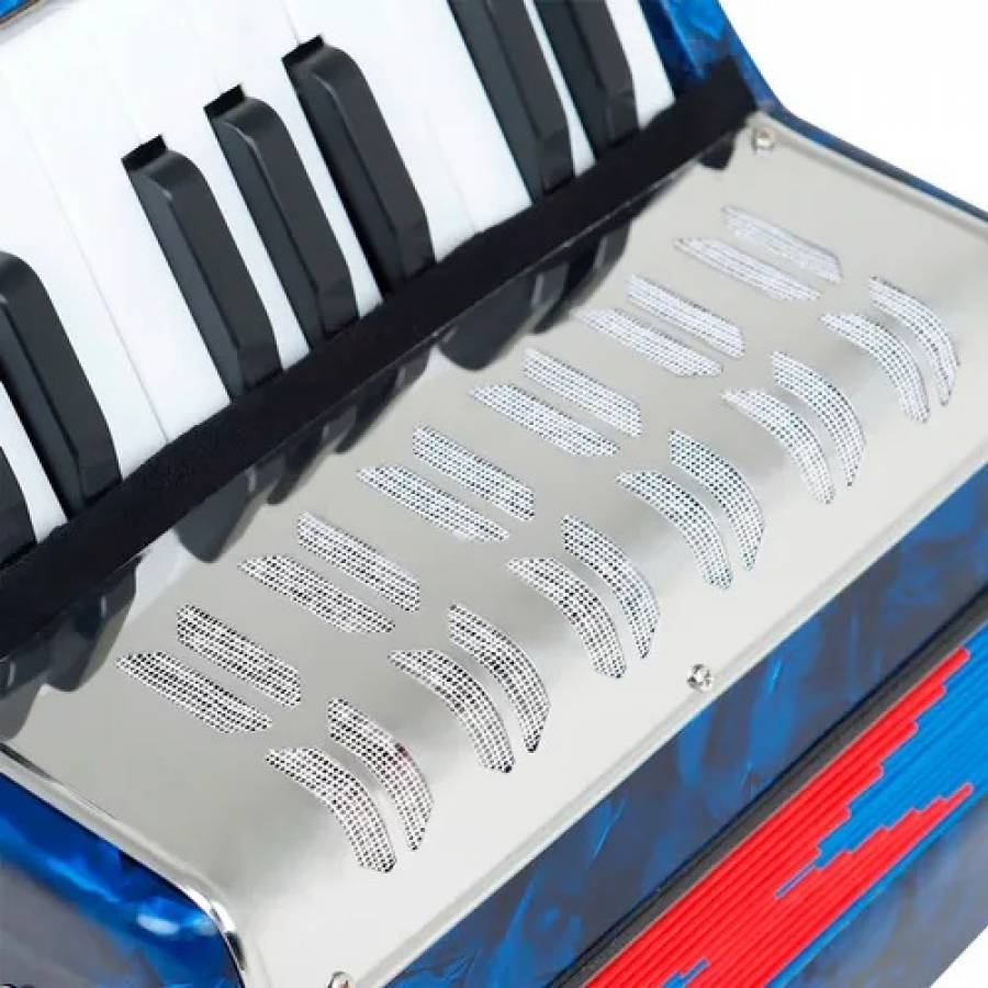 Acordeon Klausstech Cu 17 Clape Si 8 Butoane Bass De Jucarie, Albastru Deschis, 23 Cm