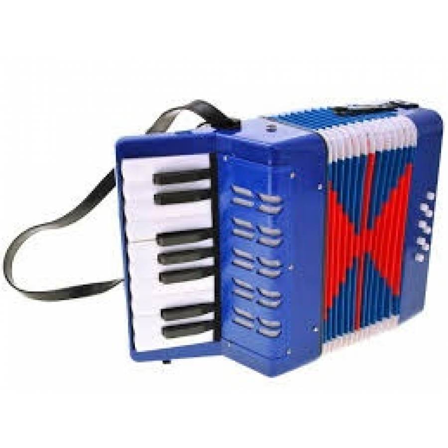 Acordeon Klausstech Cu 17 Clape Si 8 Butoane Bass De Jucarie, Albastru Deschis, 23 Cm