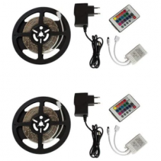 Set 2x Kit Banda Klausstech Led Multicolora 5 Metri , 2x Telecomanda Ir 24 Taste,2x Controler,2x Adaptor 44