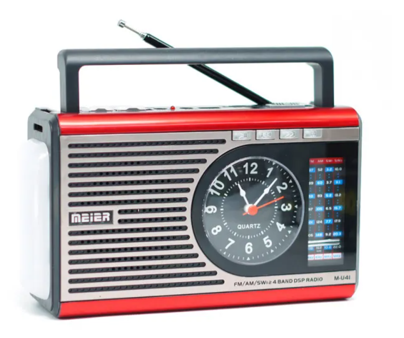 Radio portabil cu acumulator integrat, port usb, am/fm/sw, microsd, aux, intrare 5 v, rosu