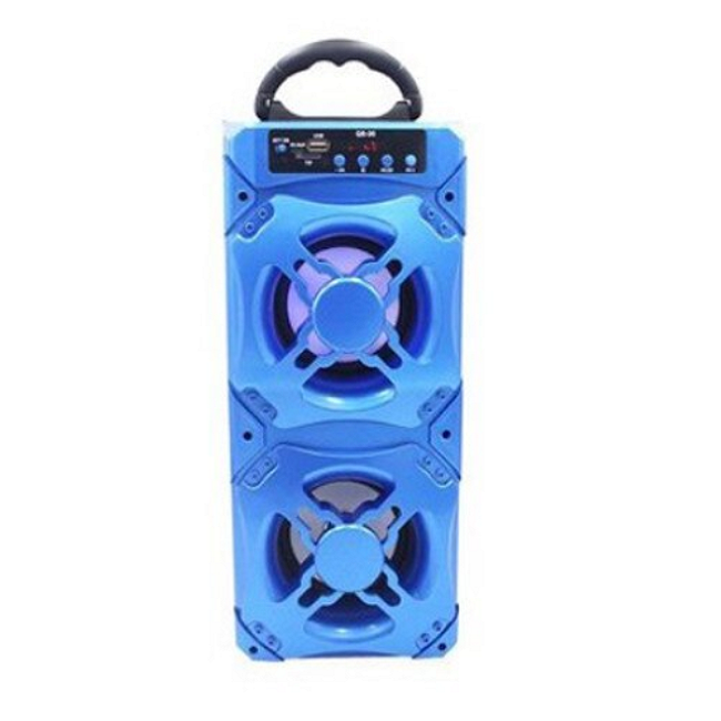 Boxa portabila bluetooth cu lumini, usb, micro sd, radio fm, aux, albastra