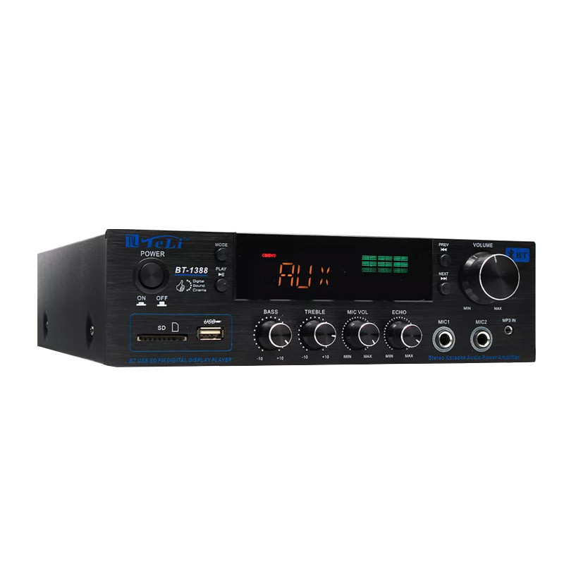 Amplificator Stereo 2.0 cu Bluetooth, Telecomanda, USB, Cad SD, 2 x 400 W, 4Ω - 16Ω, Radio FM, Negru