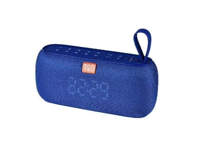 Boxa portabila cu afisaj digital si conexiune bluetooth, radio fm, ceas, mp3, tf / usb, 2 x 5 w, handsfree, albastru