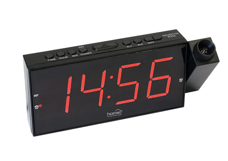 Ceas desteptator cu afisaj digital led rosu, alarma, 202 x 90 x 52 mm, functie repetare, alimentare la retea sau baterii, negru
