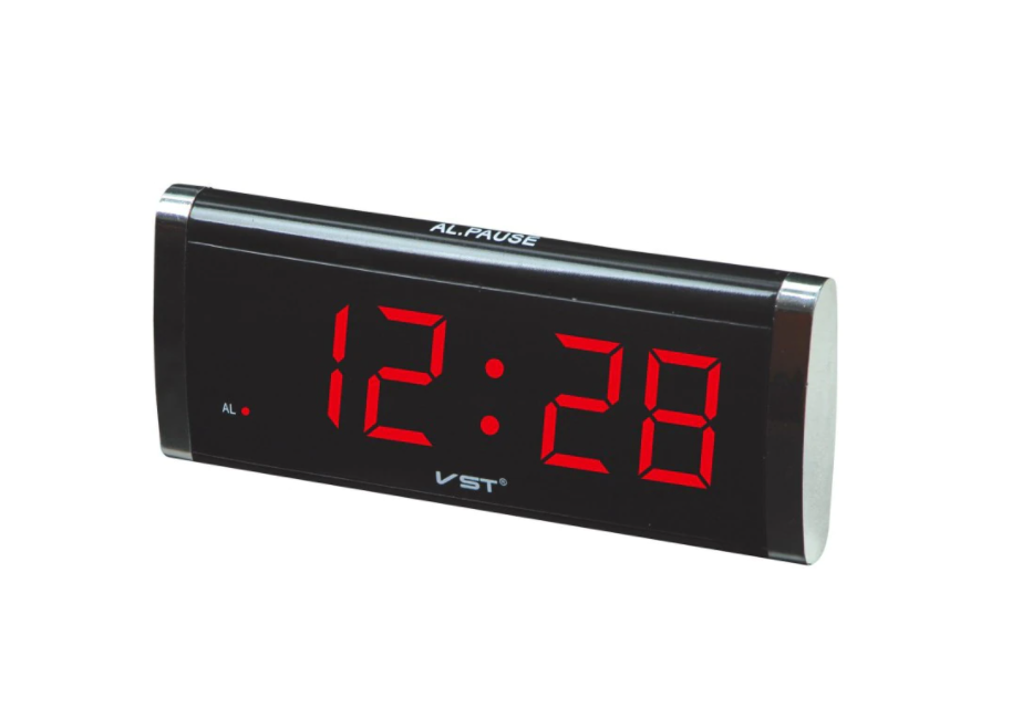 Ceas digital cu alarma, afisaj rosu, display led, 19 x 8 cm, material abs, dc 5 v, alarma, on/off, negru