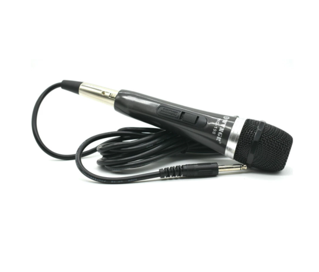 Microfon profesional cu fir, dinamic, cardioid, on / off, 80 hz - 15 khz, -75db, 600 ohm, negru
