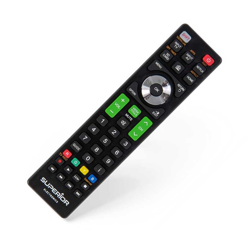 Superior Electronics Telecomanda universala pentru tv si smart tv, dimensiuni 19 x 5 x 1.5 cm, 2 x aaa, abs, negru