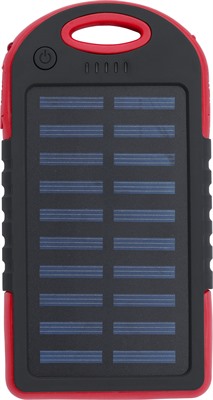 Baterie externa cu incarcare solara, powerbank,, negru\rosu