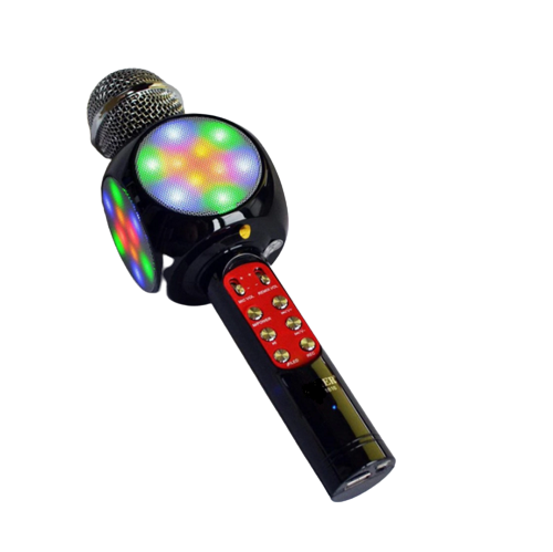 Microfon karaoke bluetooth radio disco led fara negru
