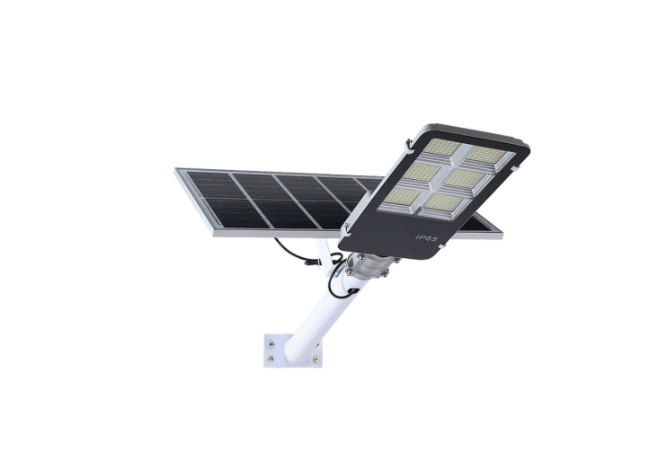 Lampa solara stradala KlaussTech, 500W, cu panou solar, suport metalic, telecomanda si senzor de miscare