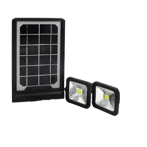 Kit Panou Solar, KlaussTech, Capacitate 5000 mAh, 2 Proiectoare LED, Curatare Usoara, Destinat pentru Camping, Negru