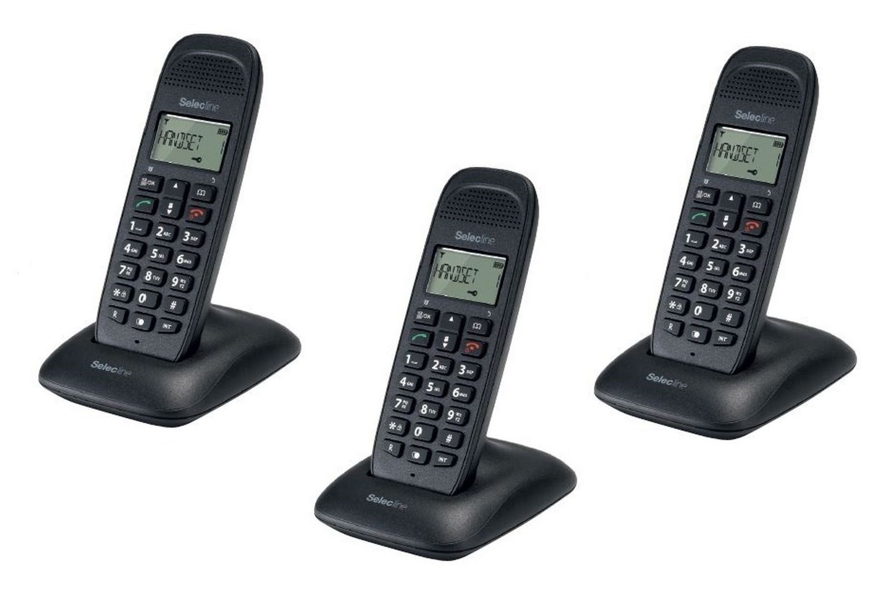Set de 3 telefoane numerice fara fir, negru