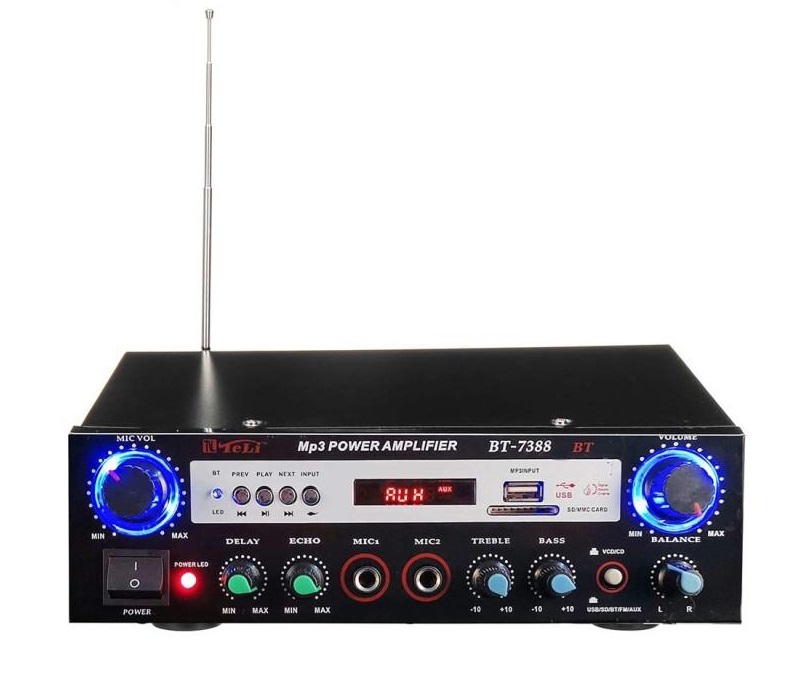 Amplificator Celsius Audio Cu Bluetooth, Conectare Usb, Display Digital, Intrare Sd Card, 2 X Intrari Microfon 6.3 Mm, Putere 160 W, 4-8 Ohmi, Negru