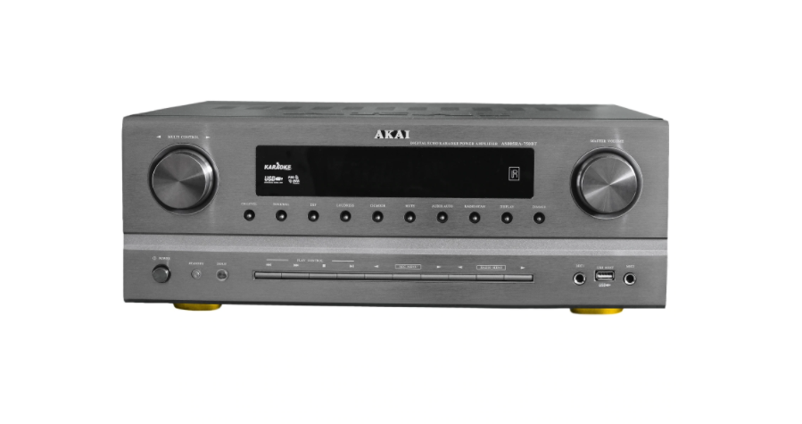 Amplificator, putere 375w rms, usb, am/fm, 2 intrari stereo, design compact, metalic, argintiu