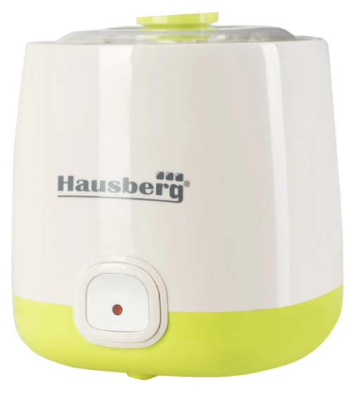 Hausberg Aparat preparat iaurt natural fara conservanti, capacitate 1 l, putere 20 w, termostat automat, indicator luminos pornire, capac transparent, alb/verde