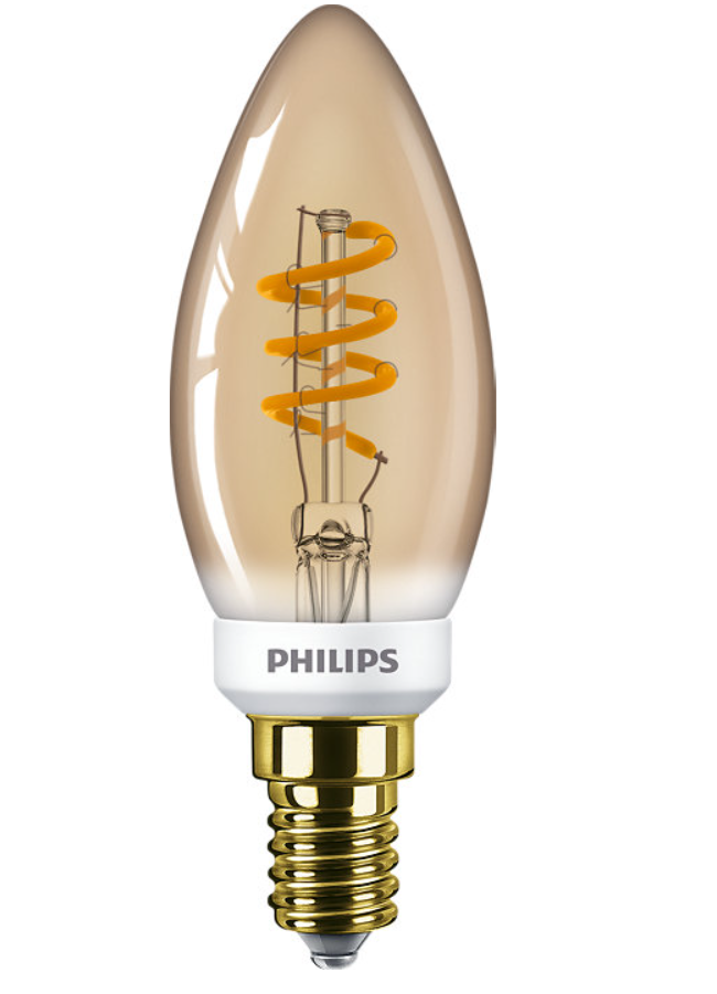 Bec led philips design lumanare cu intensitate reglabila, 3,5 w – 15 w, lumina flacara, soclu e14, 2000 k, 136 lm, autonomie 15000 h, transparent