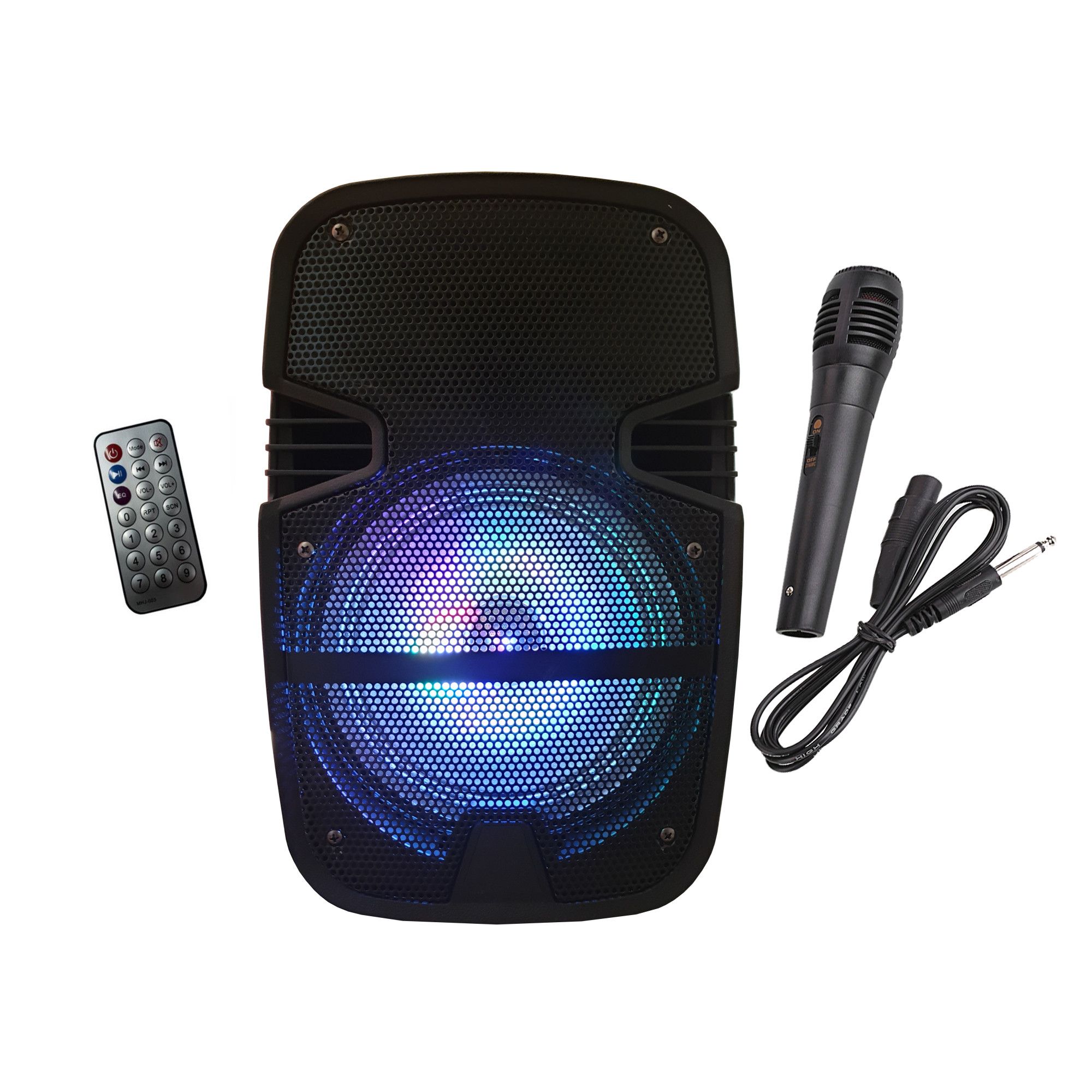 Boxa audio portabila klausstech , putere 40 w, microfon inclus ,port usb , slot sd card , lumini rgb , telecomanda inclusa, negru