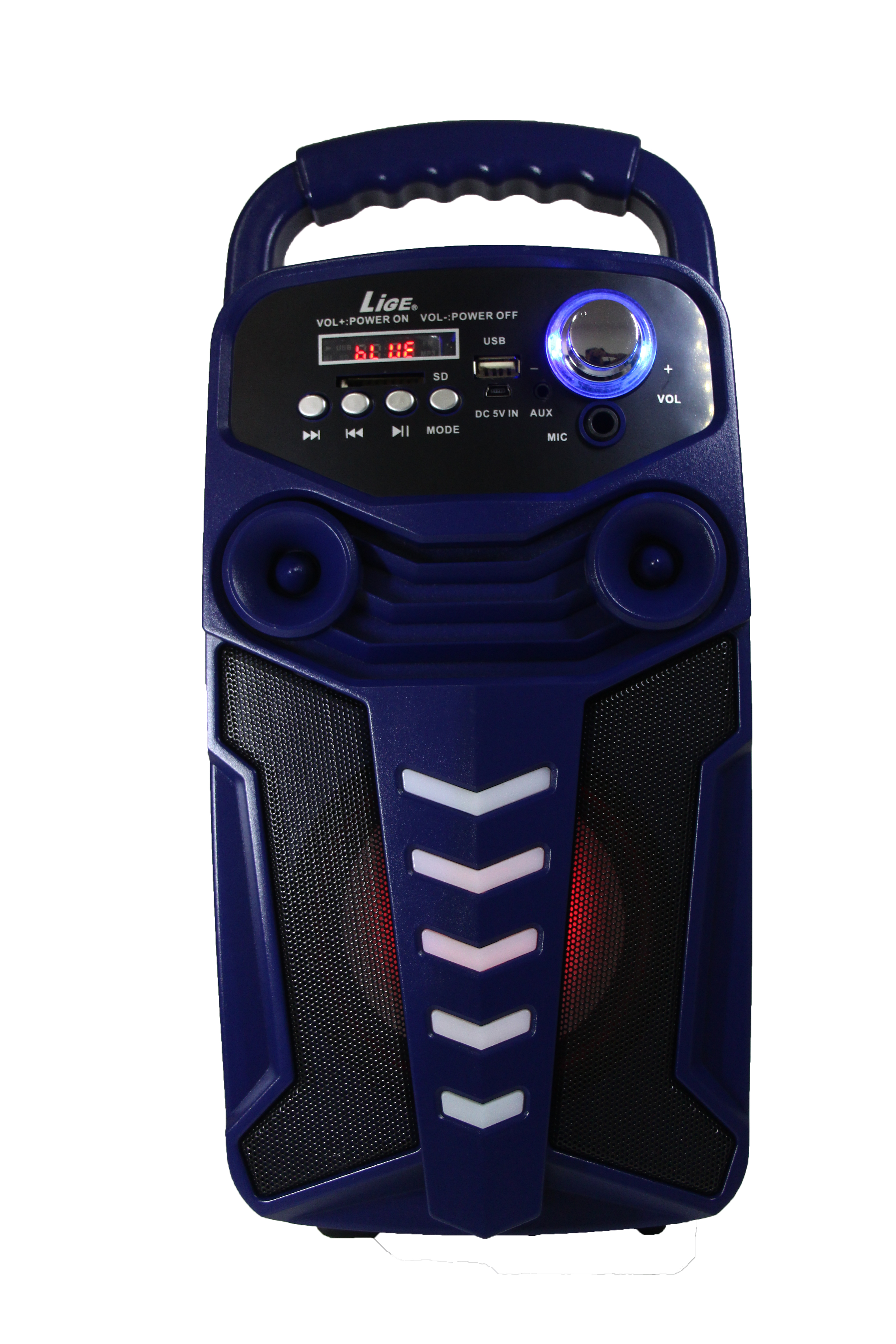 Boxa profesionala karaoke bluetooth, usb, telecomanda, card reader, albastru