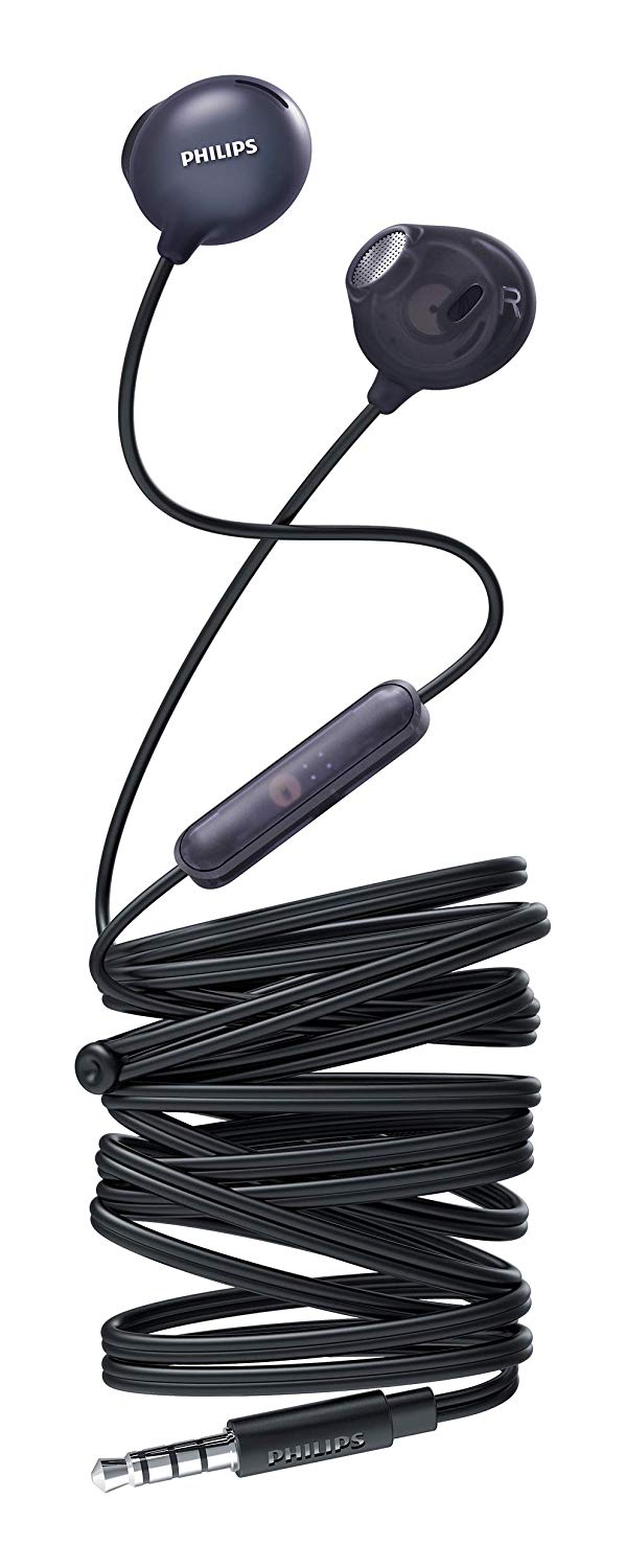 Casti audio cu fir philips, intraauriculare cu microfon integrat, difuzoare 12.2 mm, design ultracomod, lungime cablu 120 cm, negru