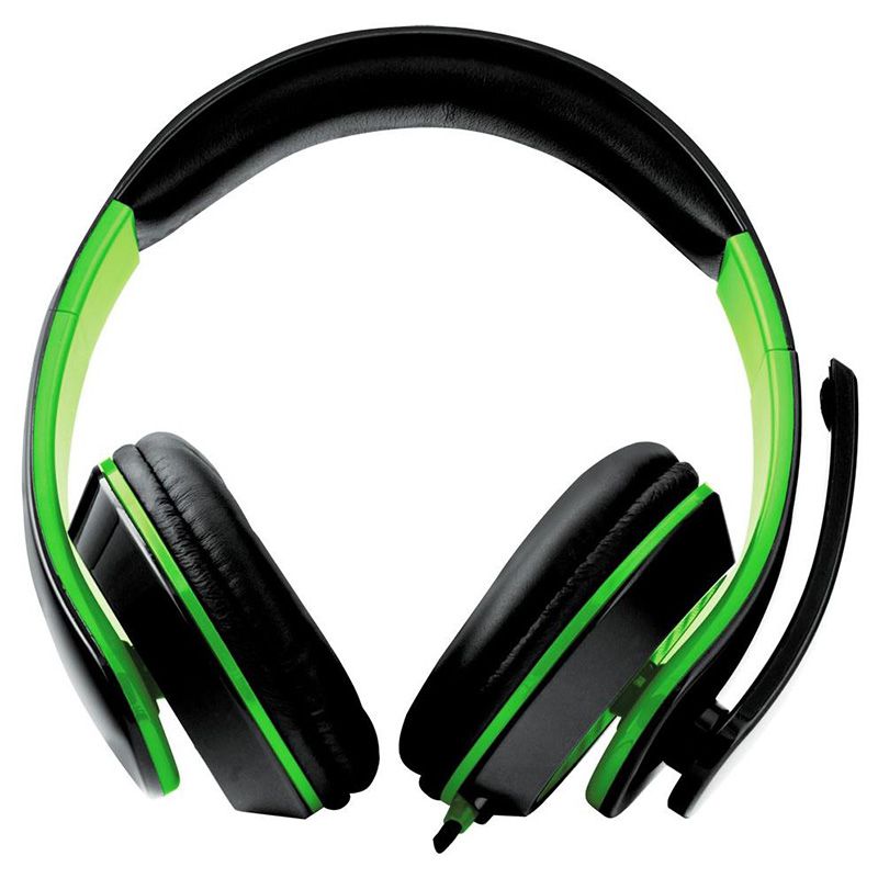 Klausstech Casti audio profesionale de pc/laptop, gaming, microfon incorporat, tehnologie cu fir , sunet stereo, semnal zgomot 105 db , supraariculare, cablu de 2 m , culoare negru/verde