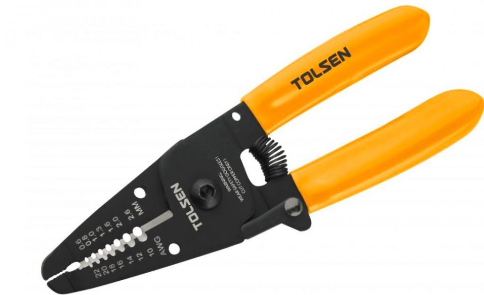 Cleste tolsen tools pentru dezizolare cabluri 160 mm , pentru uz industrial , maner ergonomic , negru/galben