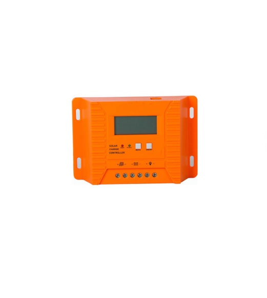 Controler pentru sistem panou solar cu 60 a, dublu port usb, functie afisare digitala, display lcd, buton menu, buton on/off, compact, culoare portocaliu