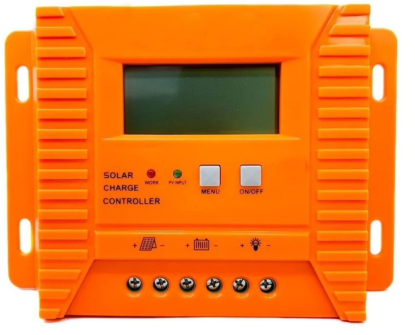 Controler profesional pentru sistem panou solar cu 20 a, 2 porturi usb, functie afisare digitala, display lcd, buton menu, buton on/off, compact, portocaliu