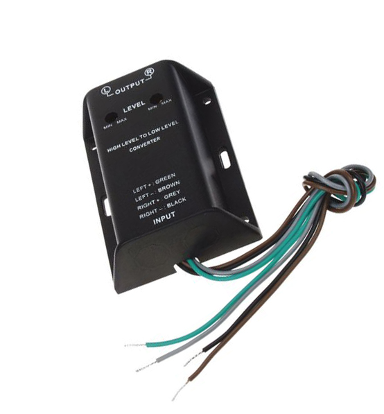 Convertor de semnal audio de la radio playerul auto la subwoofer sau statie de amplificare din masina , frecvente audio 20 hz - 20 khz , semnal pe 2 canale , reglabil