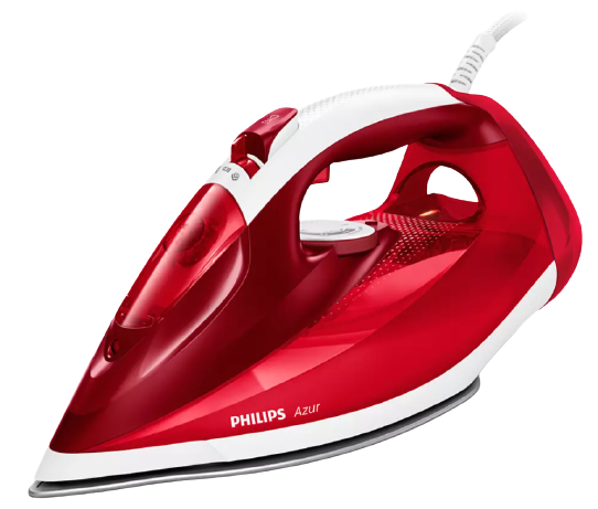 Fier Philips Calcat Cu Abur Cu Jet De Abur De 220 G Abur Continuu De 50 G/min Alimentare 2500 W Gata De Utilizare 2min Rezistenta La Zgarieturi Indicator Luminos Oprire Automata Rosu/alb