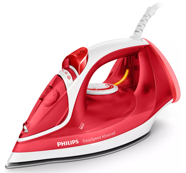 Fier Philips De Calcat Cu Abur Philips Abur Continuu 35 G/min. Jet De Abur De 180 G Putere 2300 W Talpa Din Ceramica Capacitate Rezervor 300 Ml Curatare Automata Anti-picurare Rosu