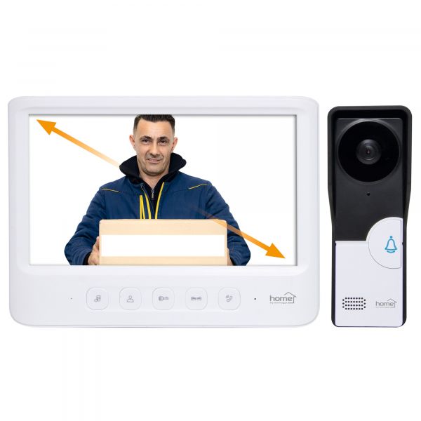 Interfon video home , diagonala 7 inch , monitor lcd color, buton sonerie led cu lumina albastra , alb