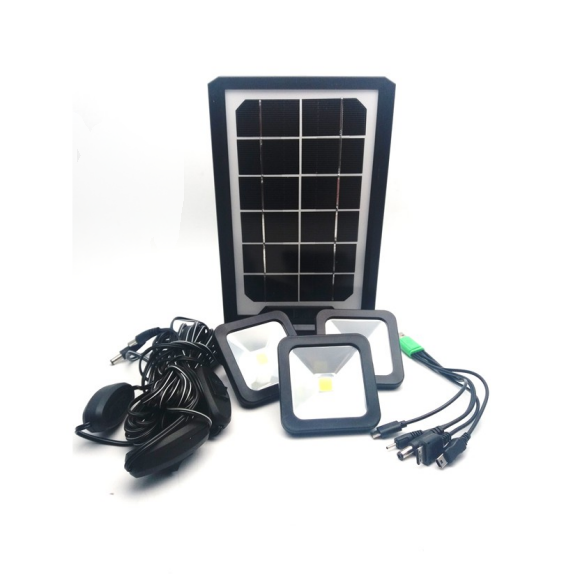 Kit solar cclamp power bank , 3 surse de lumina led , lanterna cu 2 intensitati de lumina , acumulator incorporat de 5000 mah , iesire usb incarcare telefoane mobile