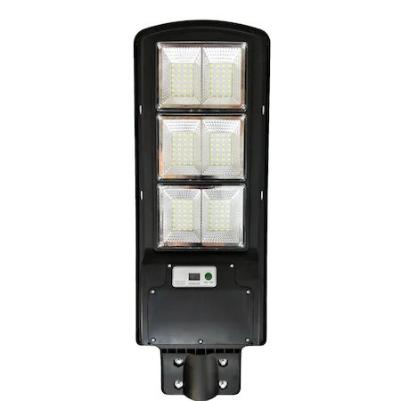 Lampa solara klausstech, 150w, 6 compartimente luminoase, cu panou solar, telecomanda cu multiple functii, temporizator, negru