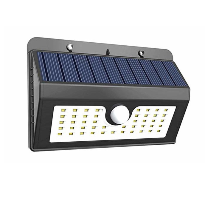Lampa solara klausstech de perete cu panou solar integrat, 45 de led-uri, tehnologie senzor de miscare, material abs, 5 w, flux luminos 450 lm, ip65, negru