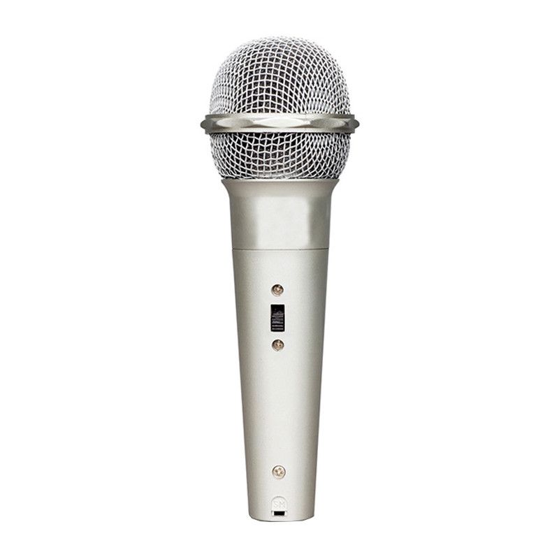 Microfon dinamic cu fir, 600 ohmi, 74db +- 3db, 100 hz ~ 15 khz, cablu de 2 m, compact, material rezistent, culoare argintiu