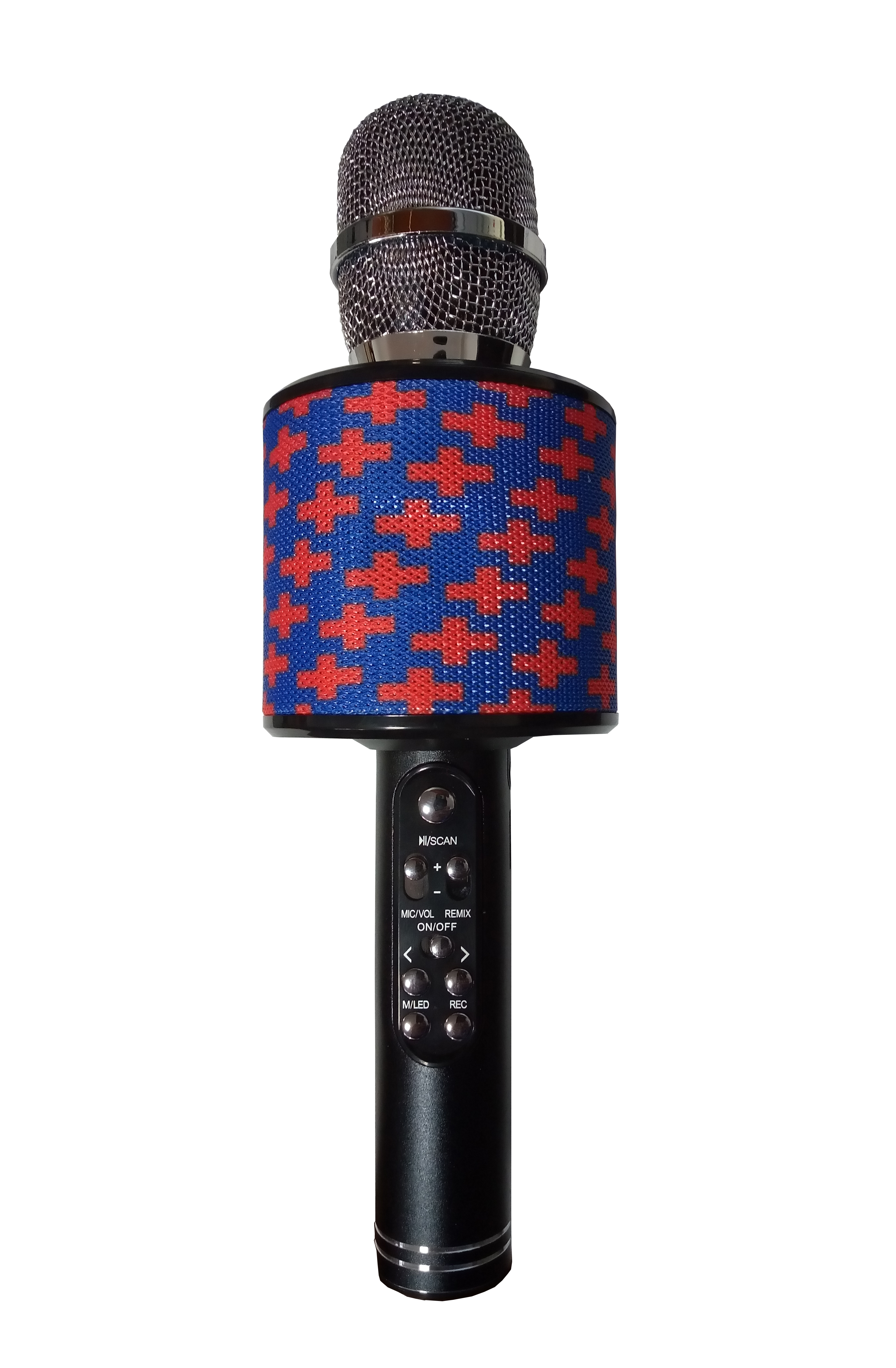 Microfon Karaoke , Cu Leduri Multicolore , Usb , Tf Card, Aux In Jack 3,5 Mm , Albastru Cu Roz