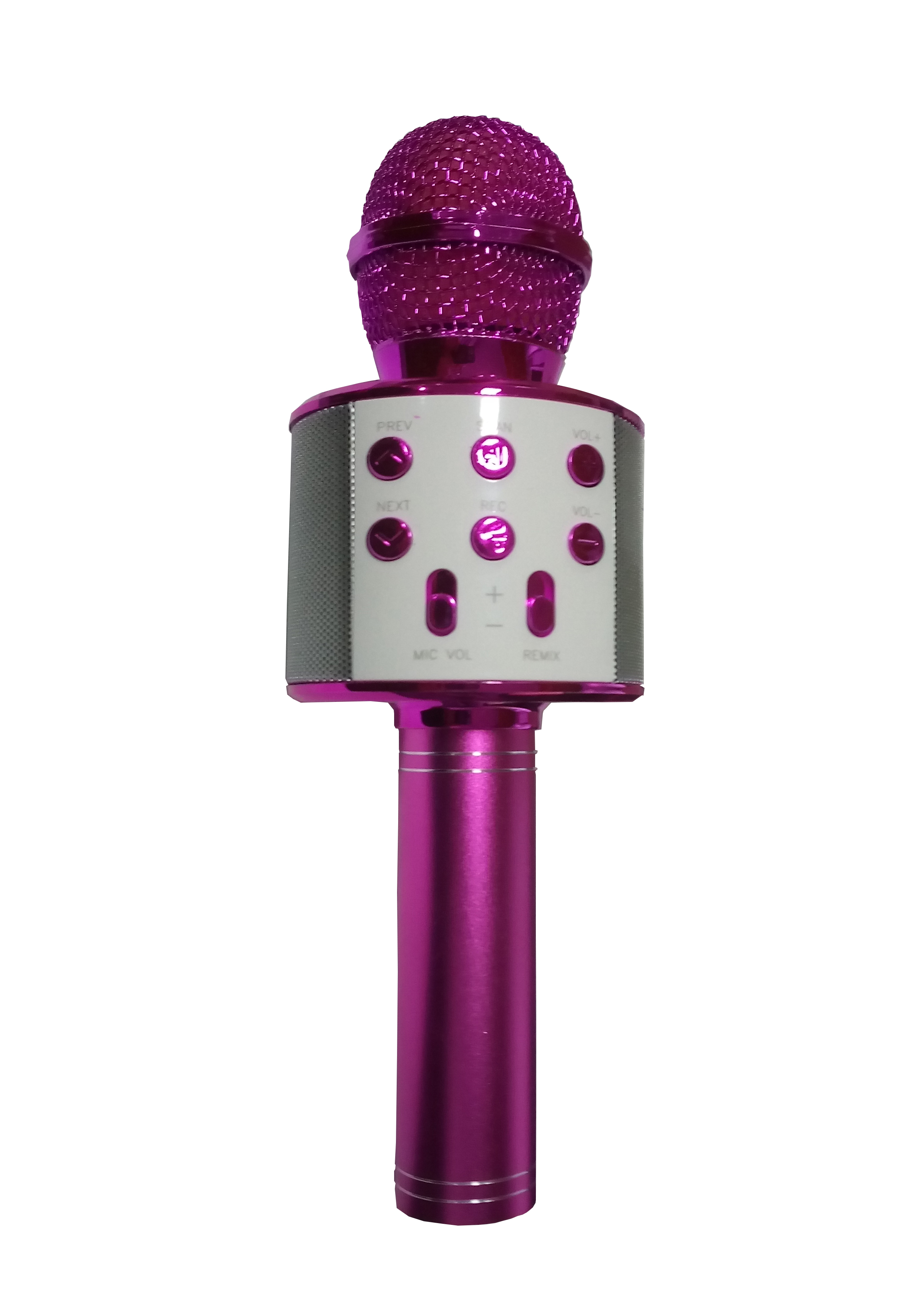 Microfon karaoke , cu leduri multicolore , usb , tf card, aux in jack 3,5 mm , culoare roz