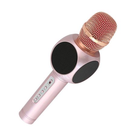 Microfon magic karaoke player, fara fir wster, wireless sistem, profesional cu boxe si bluetooth, rose auriu
