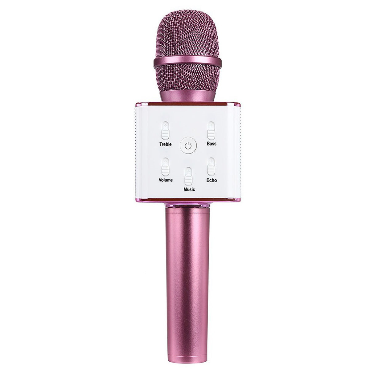 Microfon wireless cu sistem karaoke profesional boxe si bluetooth roz fucsia
