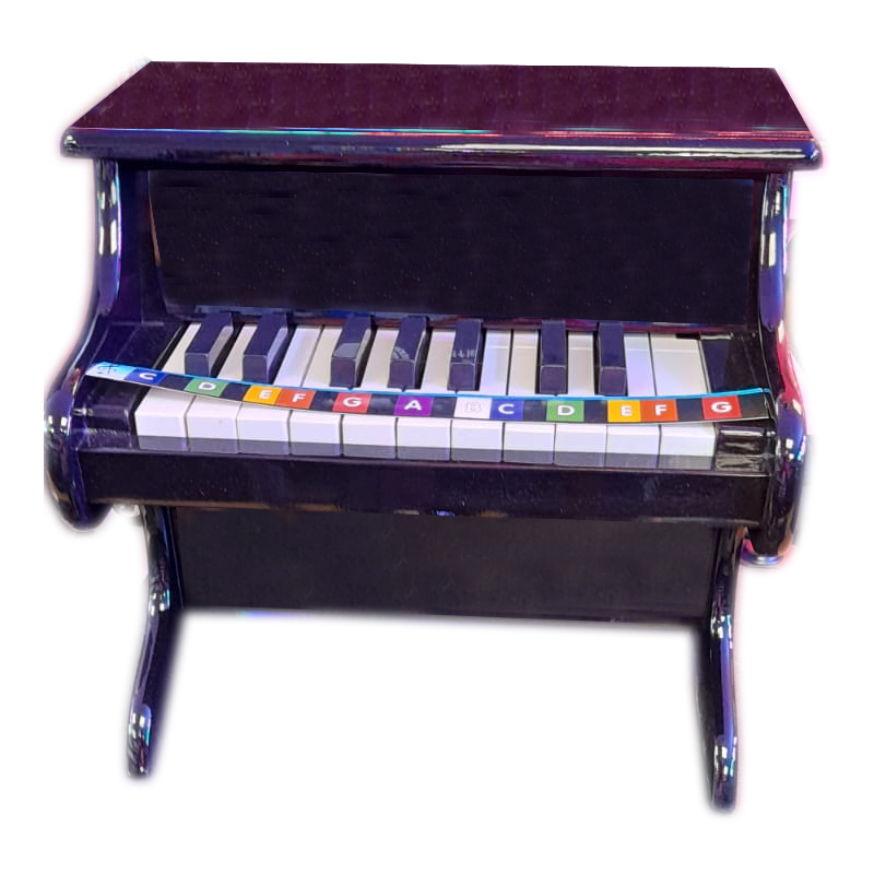 Mini pian copii de jucarie, 12 clape, recomandat 3+ ani, material plastic si mdf, design compact si modern, culoare negru