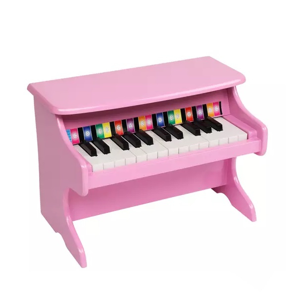 Klausstech Mini pian de jucarie pentru copii little snail, 15 clape, 2 octave, dimensiuni 41,5 x 25 x 29,5cm, plastic si mdf, 3+ ani, culoare roz