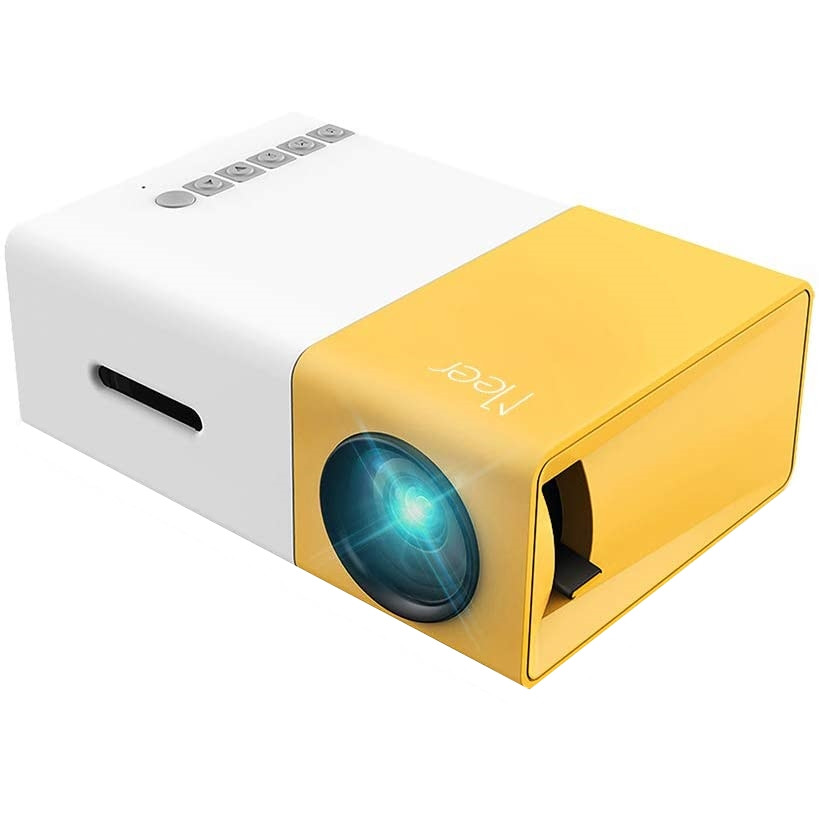Mini videoproiector led, portabil, full color, hdmi, usb, avi, alb/galben